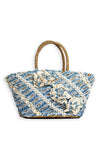 Zen Collection Ripped Denim Woven Tote Bag, Blue
