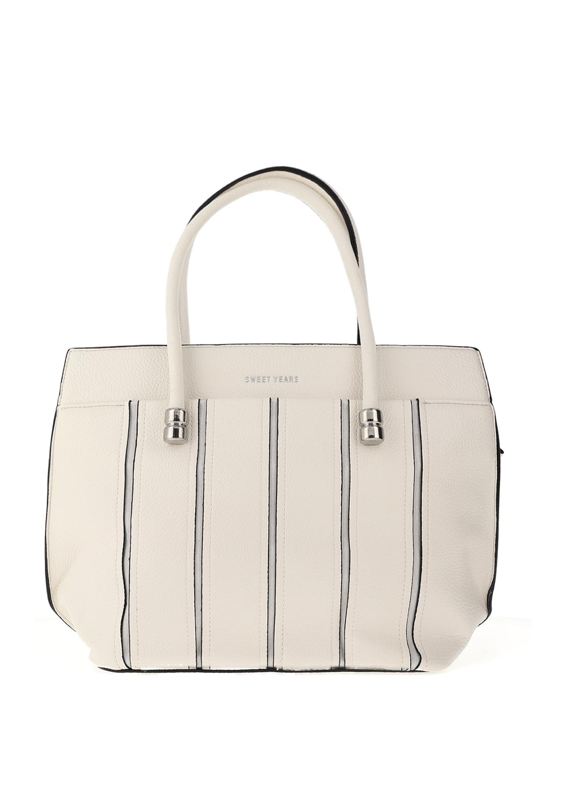 Zen Collection Colour Block Stripe Medium Grab Bag, White