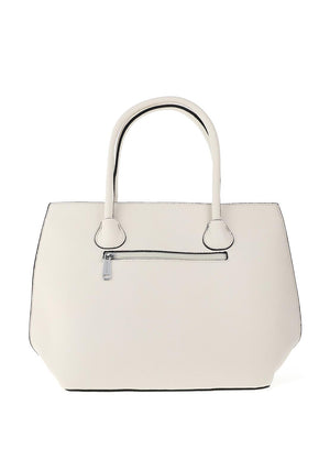 Zen Collection Colour Block Stripe Medium Grab Bag, White