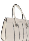 Zen Collection Colour Block Stripe Medium Grab Bag, White