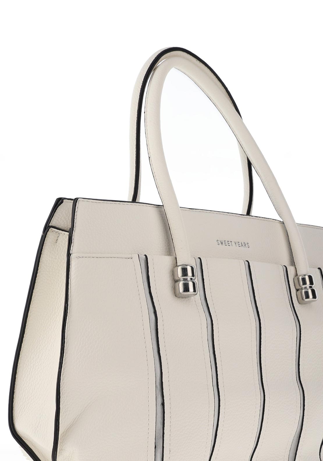 Zen Collection Colour Block Stripe Medium Grab Bag, White