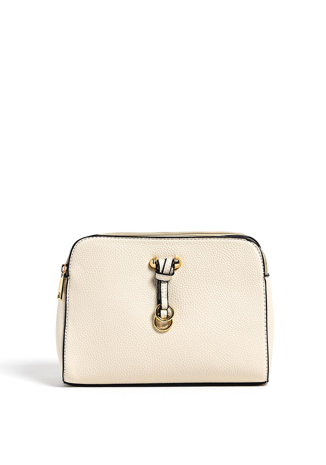 Zen Collection Pebbled Faux Leather Key Chain Crossbody Bag, Beige