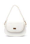 Zen Collection Pebbled Faux Leather Key Chain Crossbody Bag, White