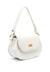 Zen Collection Pebbled Faux Leather Key Chain Crossbody Bag, White