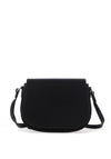 Zen Collection Pebbled Faux Leather Saddle Crossbody, Black