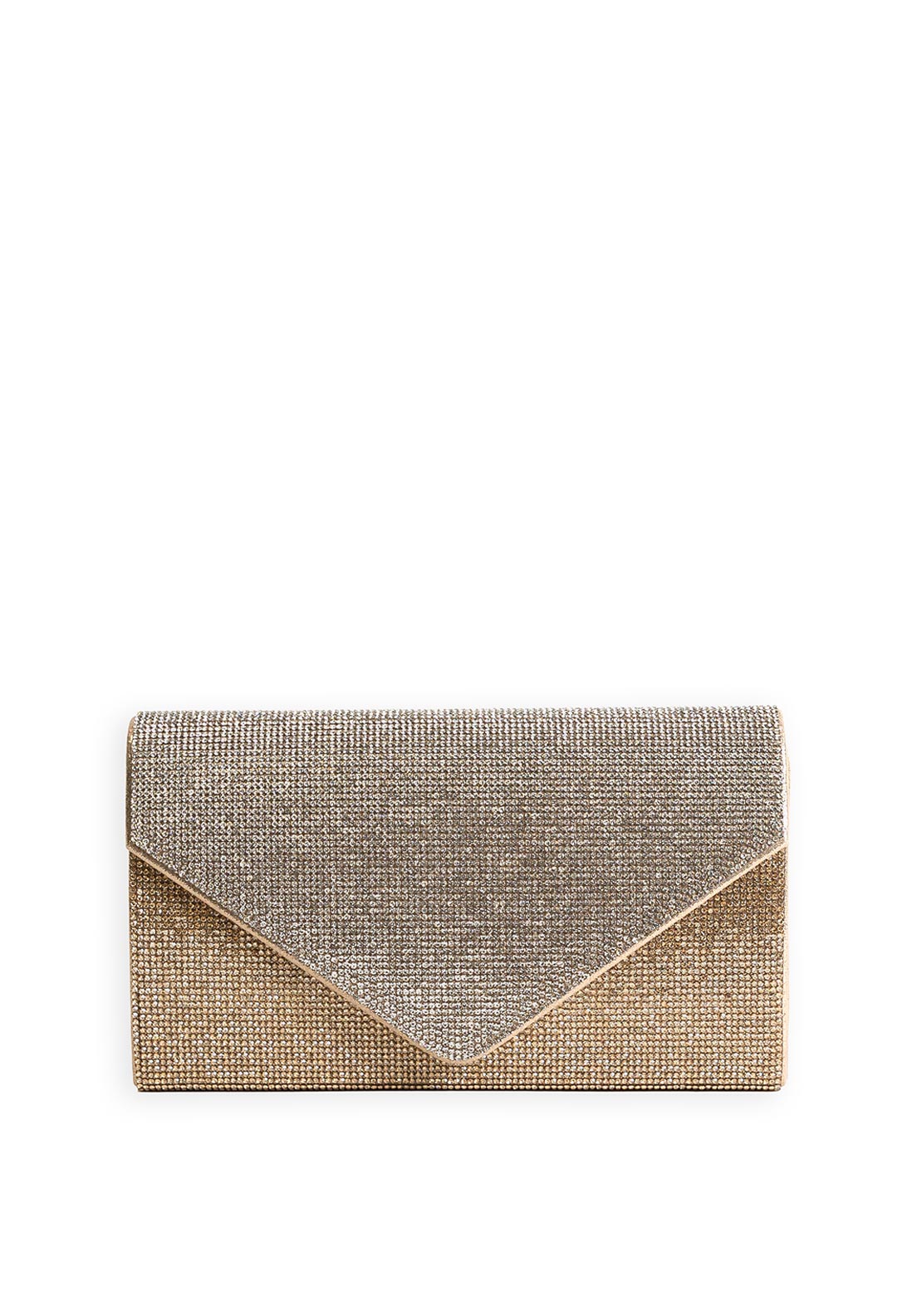 REDZ Two Tone Diamante Encrusted Envelope Clutch Bag, Gold