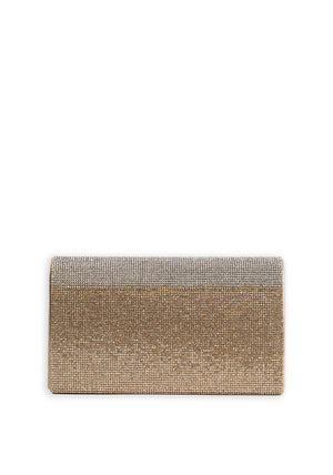 REDZ Two Tone Diamante Encrusted Envelope Clutch Bag, Gold