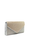 REDZ Two Tone Diamante Encrusted Envelope Clutch Bag, Silver
