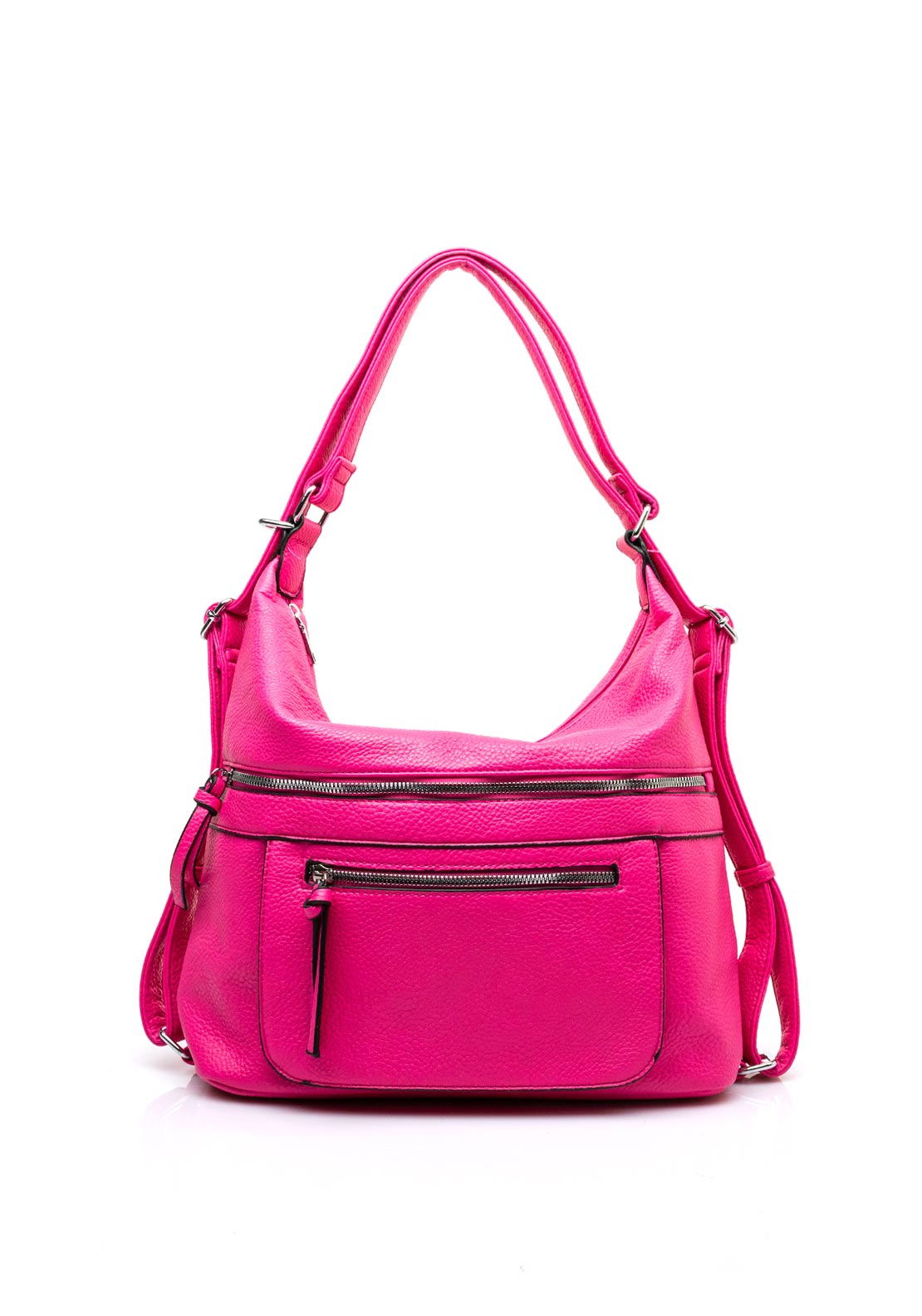 Zen Collection Zipper Medium Convertible Hobo Shoulder Bag, Rose Pink