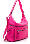 Zen Collection Zipper Medium Convertible Hobo Shoulder Bag, Rose Pink
