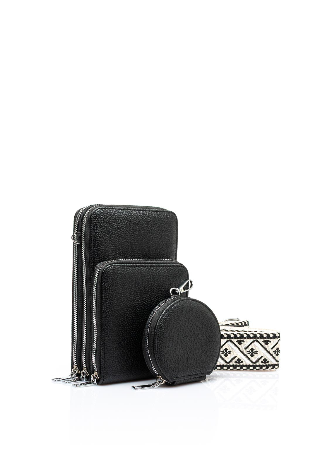 Zen Collection Tripple Pocket Smartphone Mini Crossbody Bag, Black