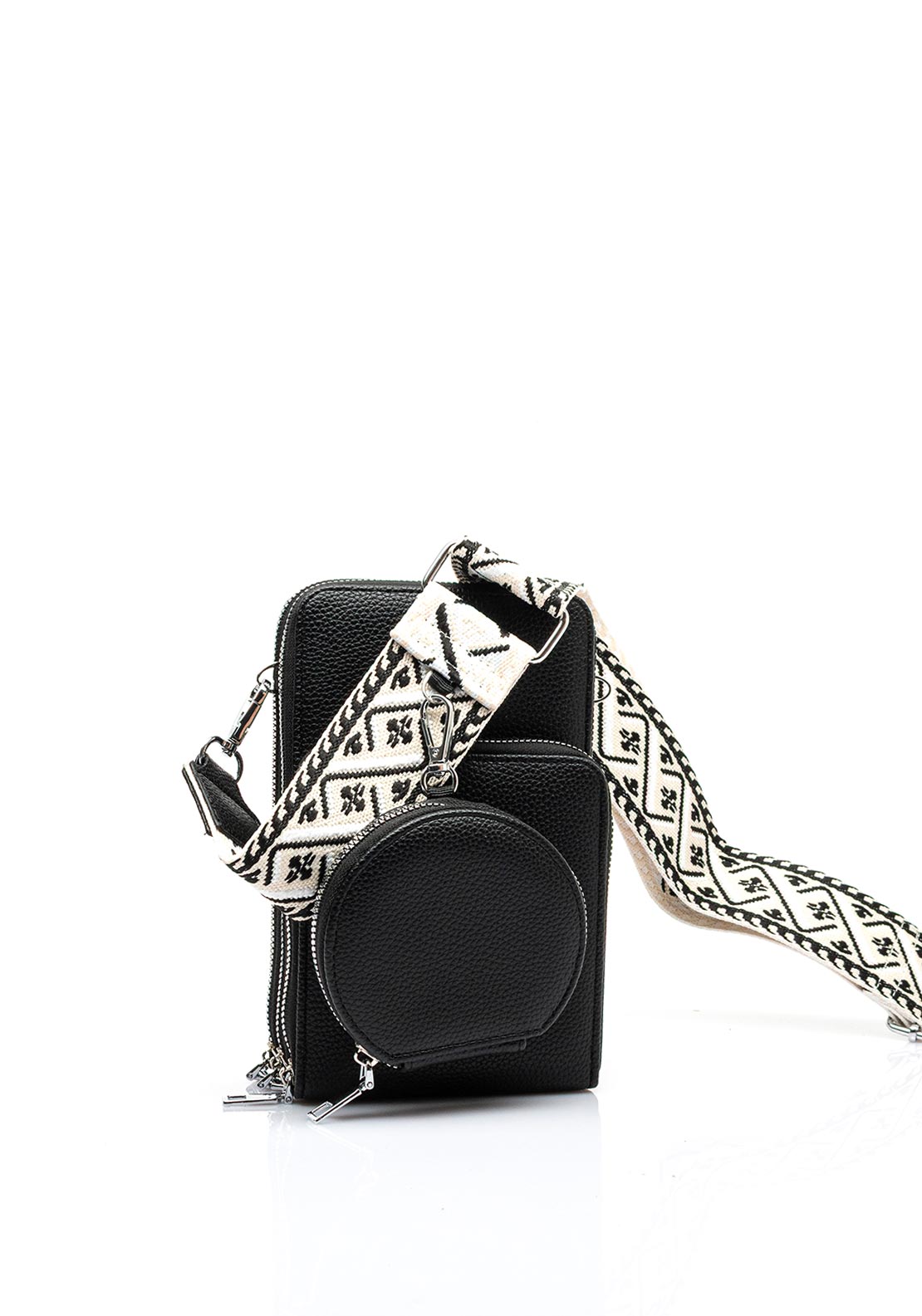Zen Collection Tripple Pocket Smartphone Mini Crossbody Bag, Black