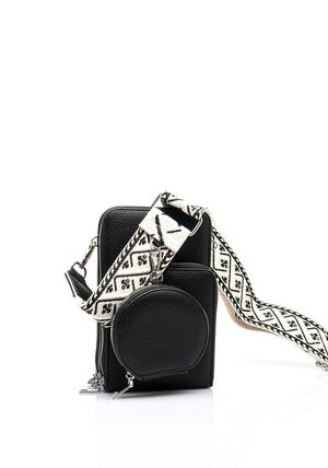Zen Collection Tripple Pocket Smartphone Mini Crossbody Bag, Black