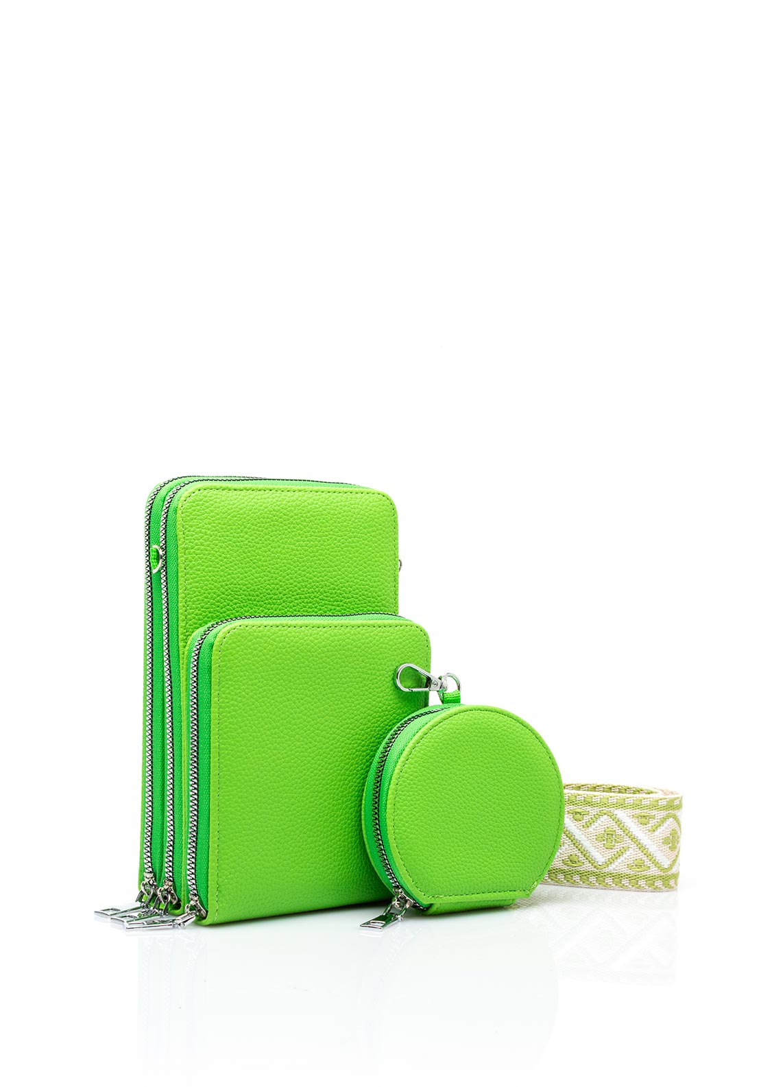 Zen Collection Tripple Pocket Smartphone Mini Crossbody Bag, Lime Green