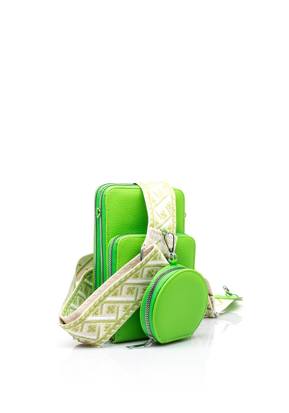 Zen Collection Tripple Pocket Smartphone Mini Crossbody Bag, Lime Green