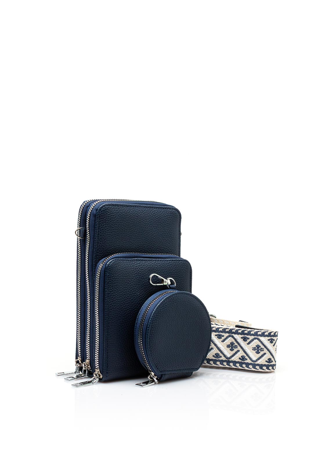 Zen Collection Tripple Pocket Smartphone Mini Crossbody Bag, Navy