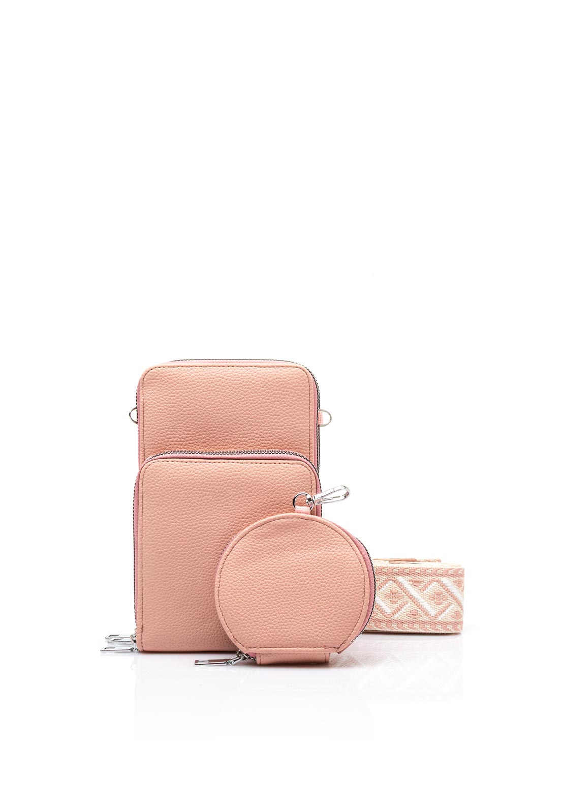 Zen Collection Tripple Pocket Smartphone Mini Crossbody Bag, Salmon Pink