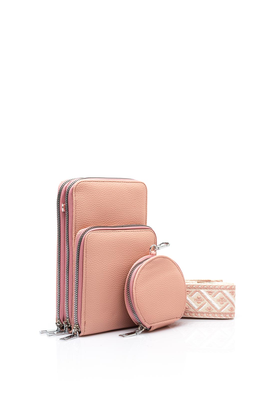 Zen Collection Tripple Pocket Smartphone Mini Crossbody Bag, Salmon Pink