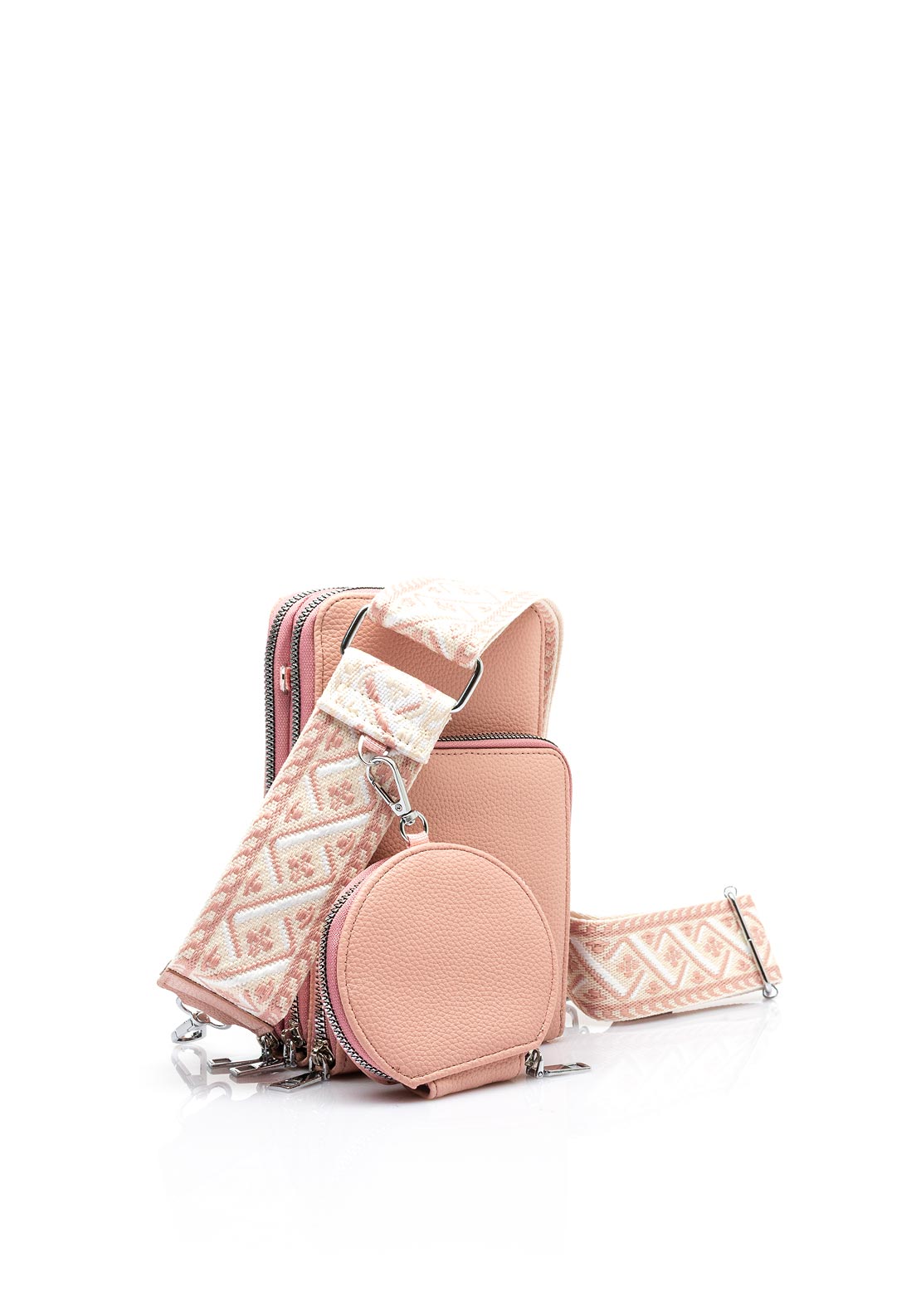 Zen Collection Tripple Pocket Smartphone Mini Crossbody Bag, Salmon Pink