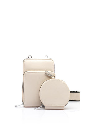 Zen Collection Double Pocket Smartphone Mini Crossbody Bag, Cream