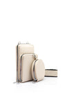 Zen Collection Double Pocket Smartphone Mini Crossbody Bag, Cream