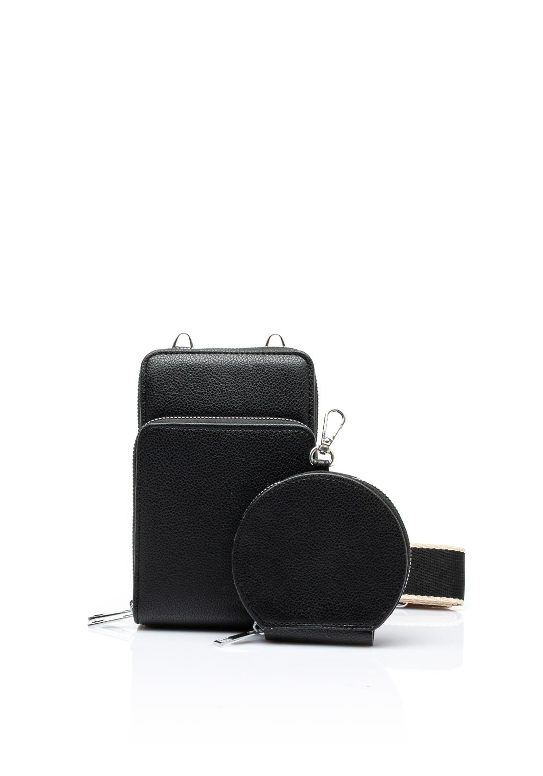 Zen Collection Double Pocket Smartphone Mini Crossbody Bag, Black