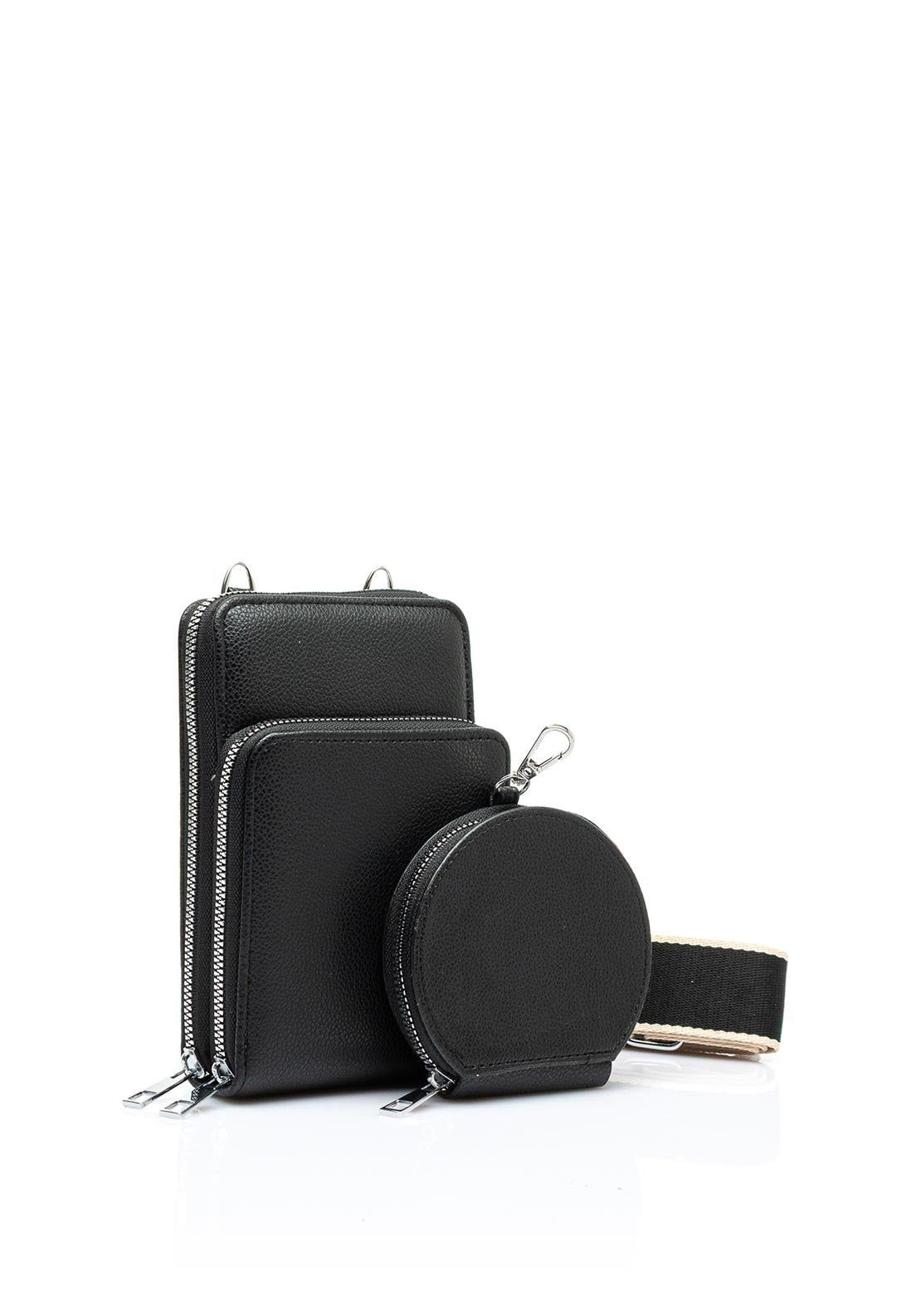 Zen Collection Double Pocket Smartphone Mini Crossbody Bag, Black