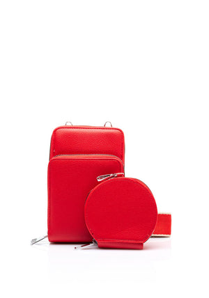 Zen Collection Double Pocket Smartphone Mini Crossbody Bag, Red