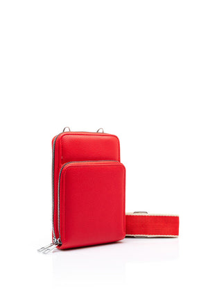 Zen Collection Double Pocket Smartphone Mini Crossbody Bag, Red