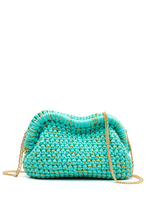 Zen Collection Crochet Knit Summer Clutch Bag, Blue