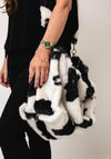 Zen Collection Faux Fur Cow Print Tote Bag, Black and White