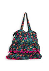 Zen Collection Tropical Printed Layered Large Tote Bag, Cerise Green