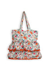 Zen Collection Leaf Printed Floral Layered Large Tote Bag, Orange Multi