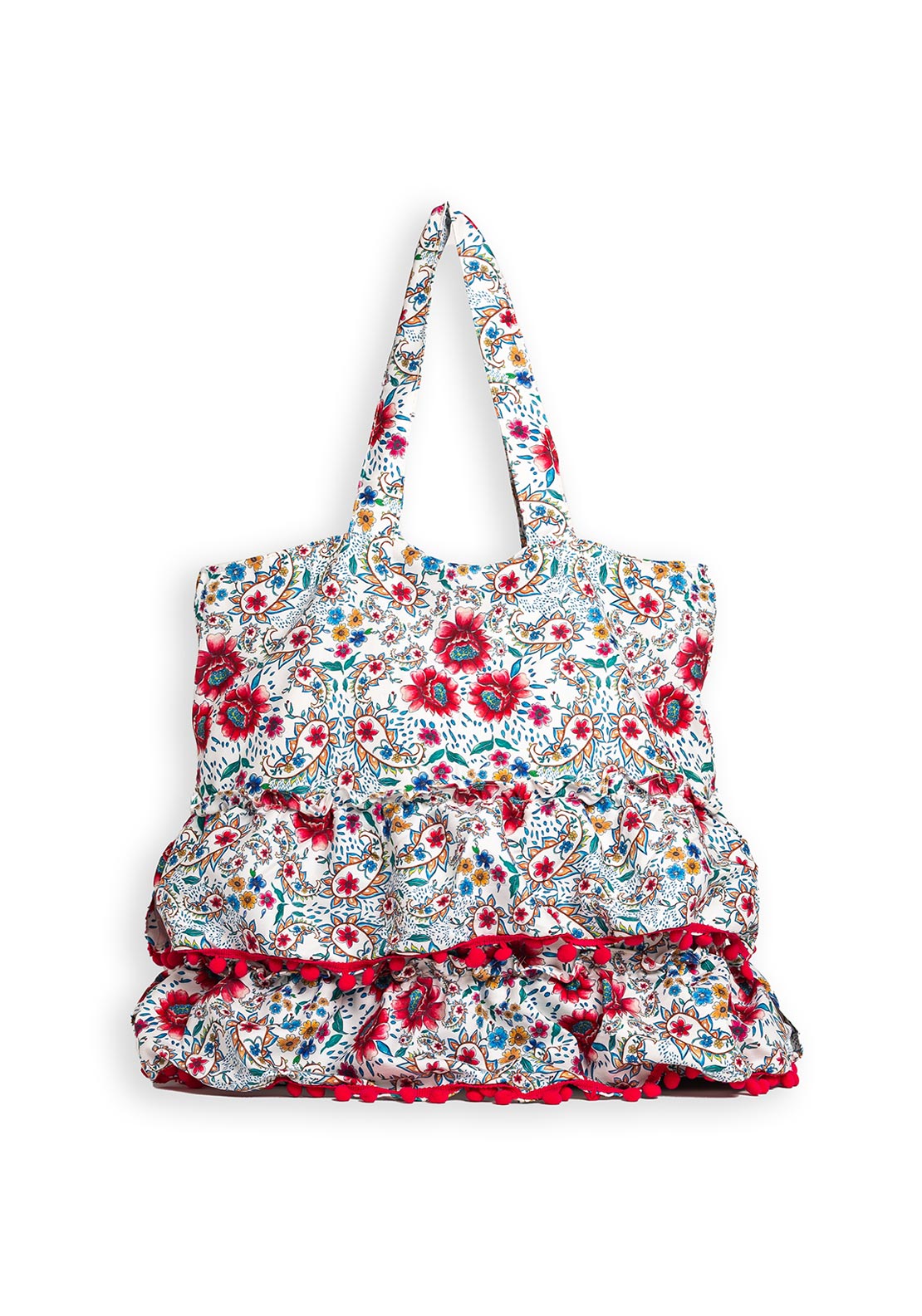 Zen Collection Floral Paisley Printed Layered Large Tote Bag, Pink & White