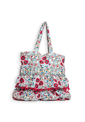 Zen Collection Floral Paisley Printed Layered Large Tote Bag, Pink & White