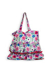 Zen Collection Floral Garden Printed Layered Large Tote Bag, Pink & Purple