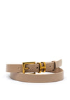 Serafina Collection Gold Hardware Leather Belt, Beige