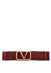 Serafina Collection Ribbed Belt, Burgundy