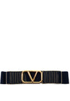 Serafina Collection Ribbed Belt, Navy