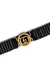 Serafina Collection Elastic Gold Trim One Size Belt, Navy