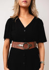 Serafina Collection Elasticated Panelled Belt, Brown