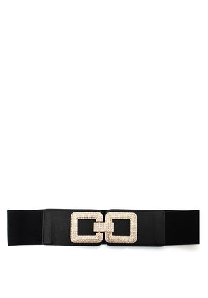 Serafina Collection Embellished Elasticated Belt, Brown