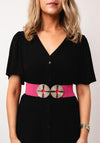 Serafina Collection Elasticated Embellished Buckle Belt, Pink