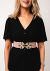 Serafina Collection Elasticated Embellished Buckle Belt, Blush Pink