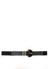Serafina Collection Buckled Leather Belt, Black