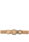 Serafina Collection Gold Disc Belt, Beige