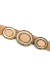 Serafina Collection Gold Disc Belt, Beige