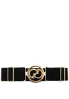 Serafina Collection Gold Buckle Belt, Black