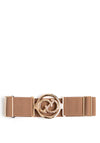 Serafina Collection Elastic Gold Detail One Size Belt, Taupe