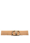 Serafina Collection Gold Buckle Belt, Taupe
